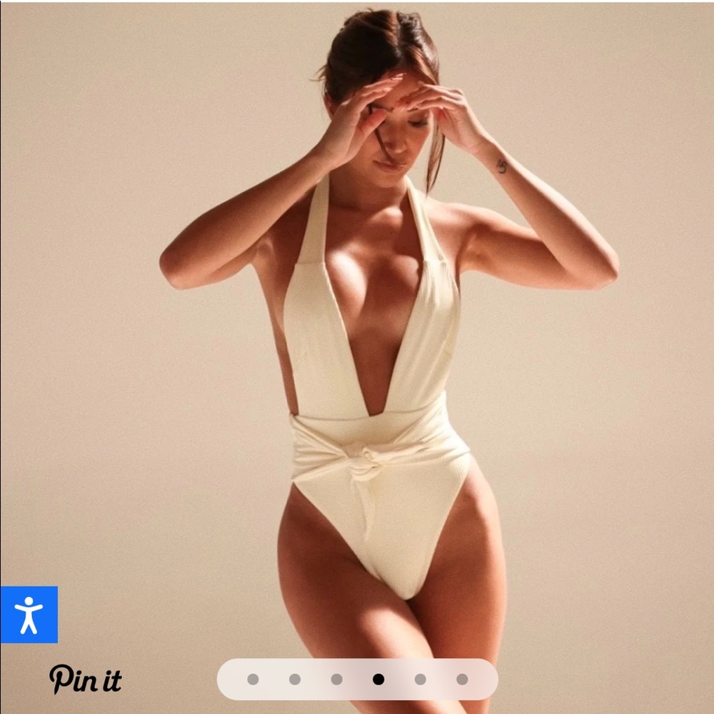 NWT Montce Cream Rib Tropez Tie-Up One-Piece